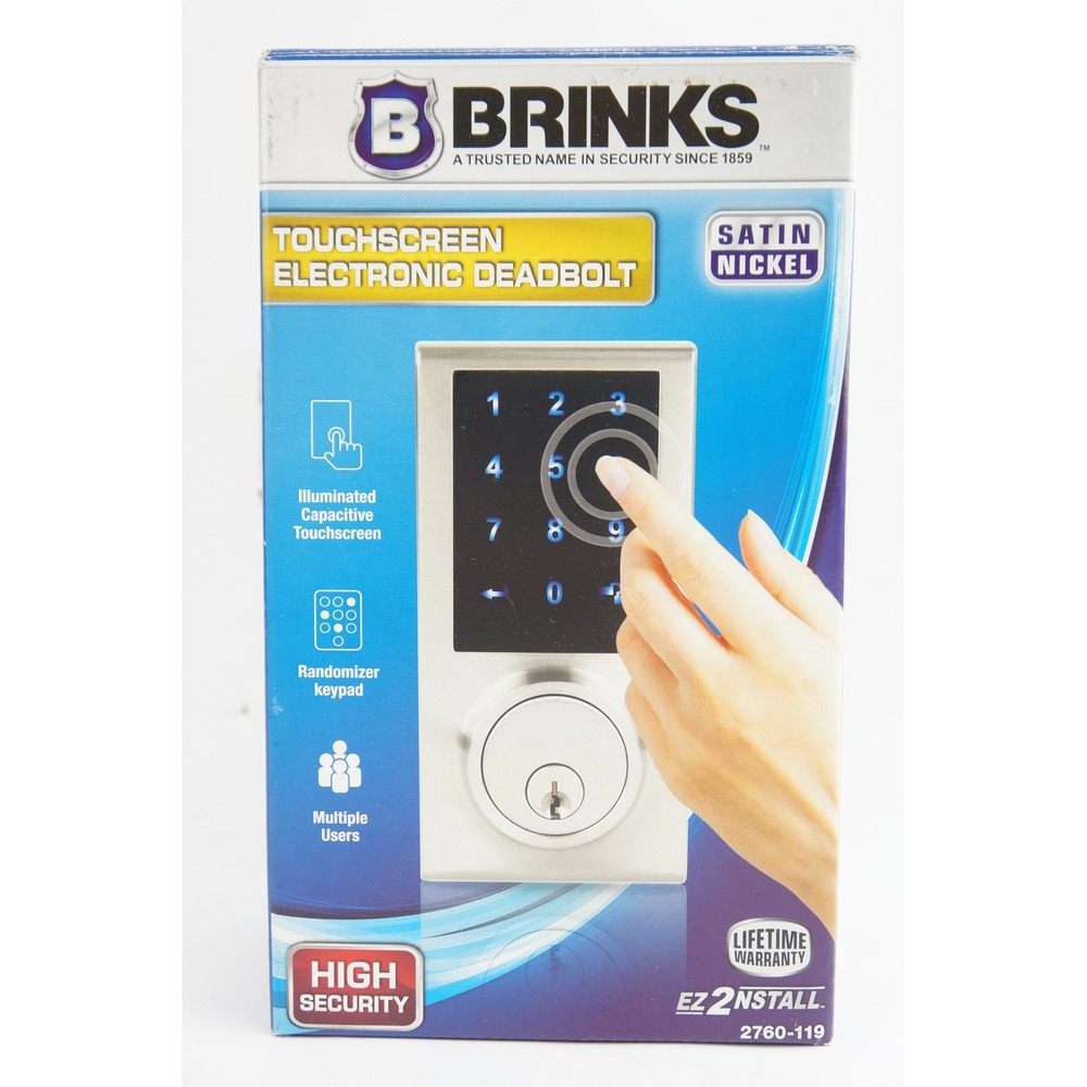 Brinks‎ Touchscreen Electronic Deadbolt Satin Nickel 2760-119 New